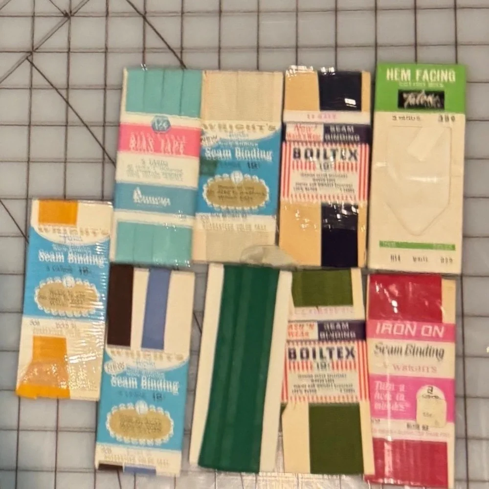 Vintage Wrights Boiltex Seam Binding Bias Tape Lot Rayon Cotton Sewing Notions